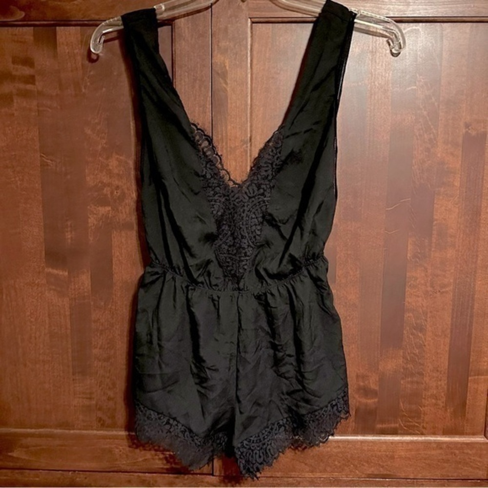 Oysho Black‎ Lace Lingerie Teddy Romper EUC Size Small It#68